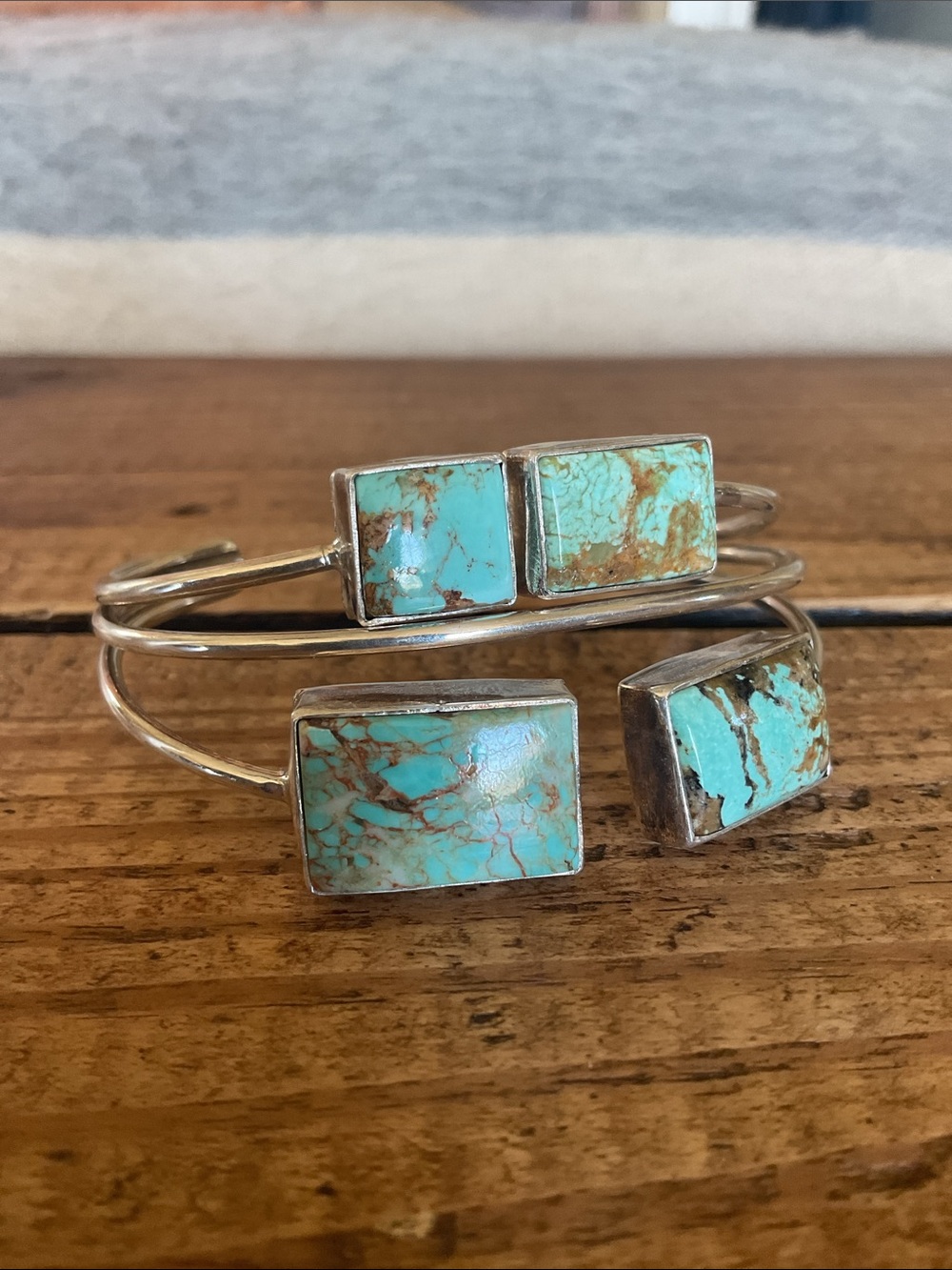Unique & Stunning Signed Turquoise Cuff